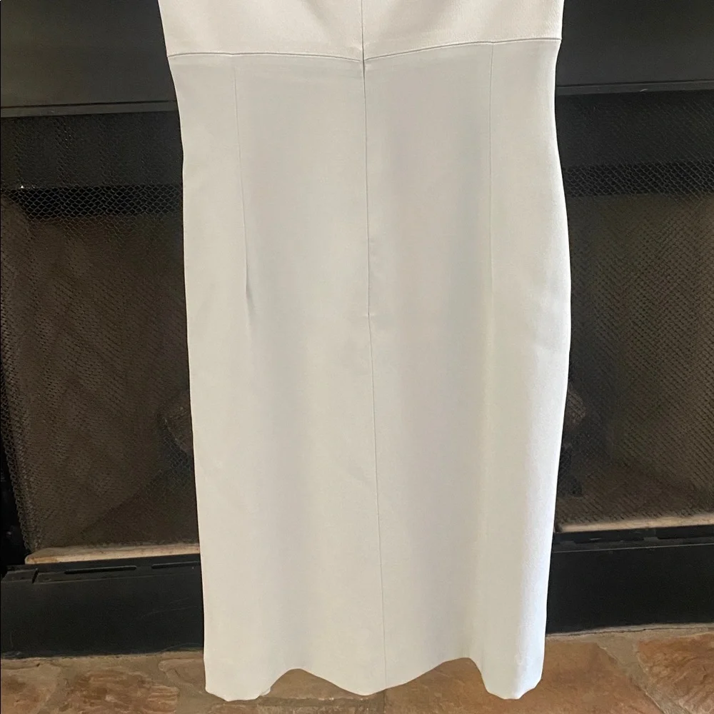 Tahari Shimmering sea foam green dress with draped neckline and side slit. 8 - Picture 10 of 12